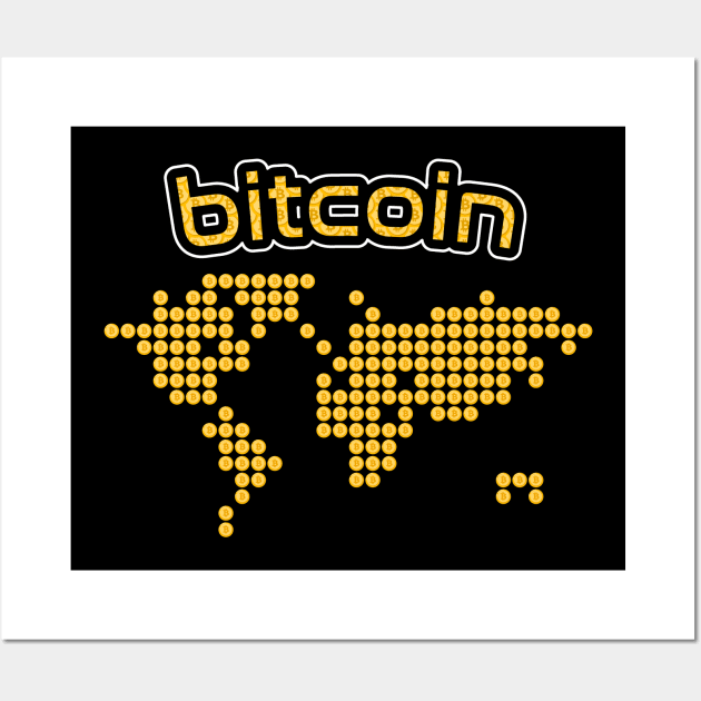 The Global Movement: Bitcoin World Map Wall Art by teewhales